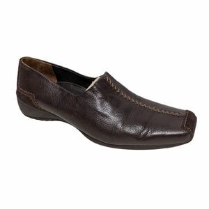PAUL GREEN Mundchen Brown Leather Stitched Square Toe Loafers 7.5